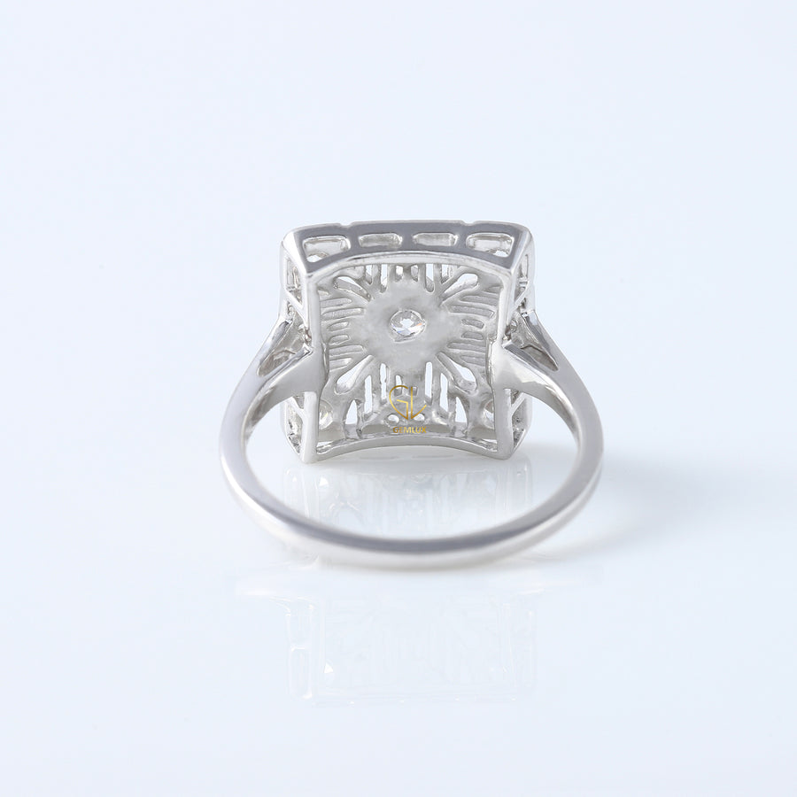 1890s Vintage Filigree Design Round Lab Grown Antique Ring