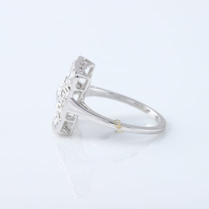 1890s Vintage Filigree Design Round Lab Grown Antique Ring