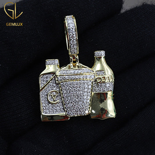 Bottles And Gold Cup Combo HipHop Pendant Necklace