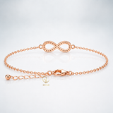 18K Rose Gold Pavé Diamond Infinity Bracelet – Adjustable Chain
