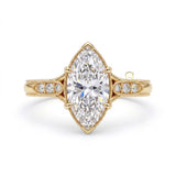 18K Yellow Gold Marquise Lab-Grown Diamond Vintage Milgrain Engagement Ring