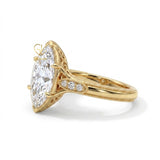 18K Yellow Gold Marquise Lab-Grown Diamond Vintage Milgrain Engagement Ring