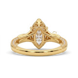 18K Yellow Gold Marquise Lab-Grown Diamond Vintage Milgrain Engagement Ring