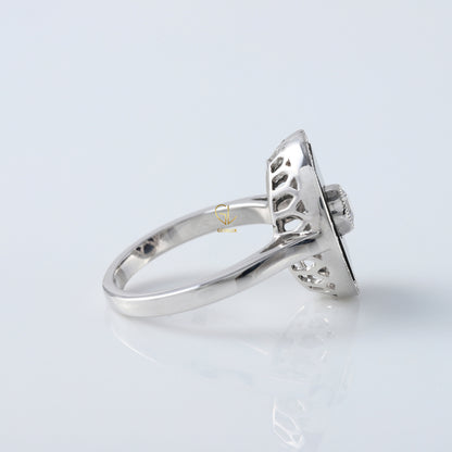 1920s Vintage Art Deco Lab Grown and Black Onyx Cocktail Ring