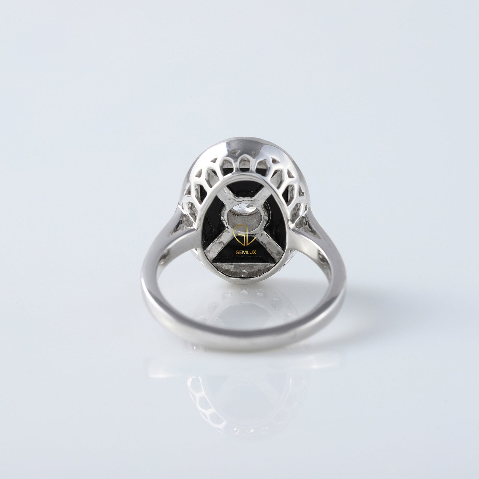 1920s Vintage Art Deco Lab Grown and Black Onyx Cocktail Ring