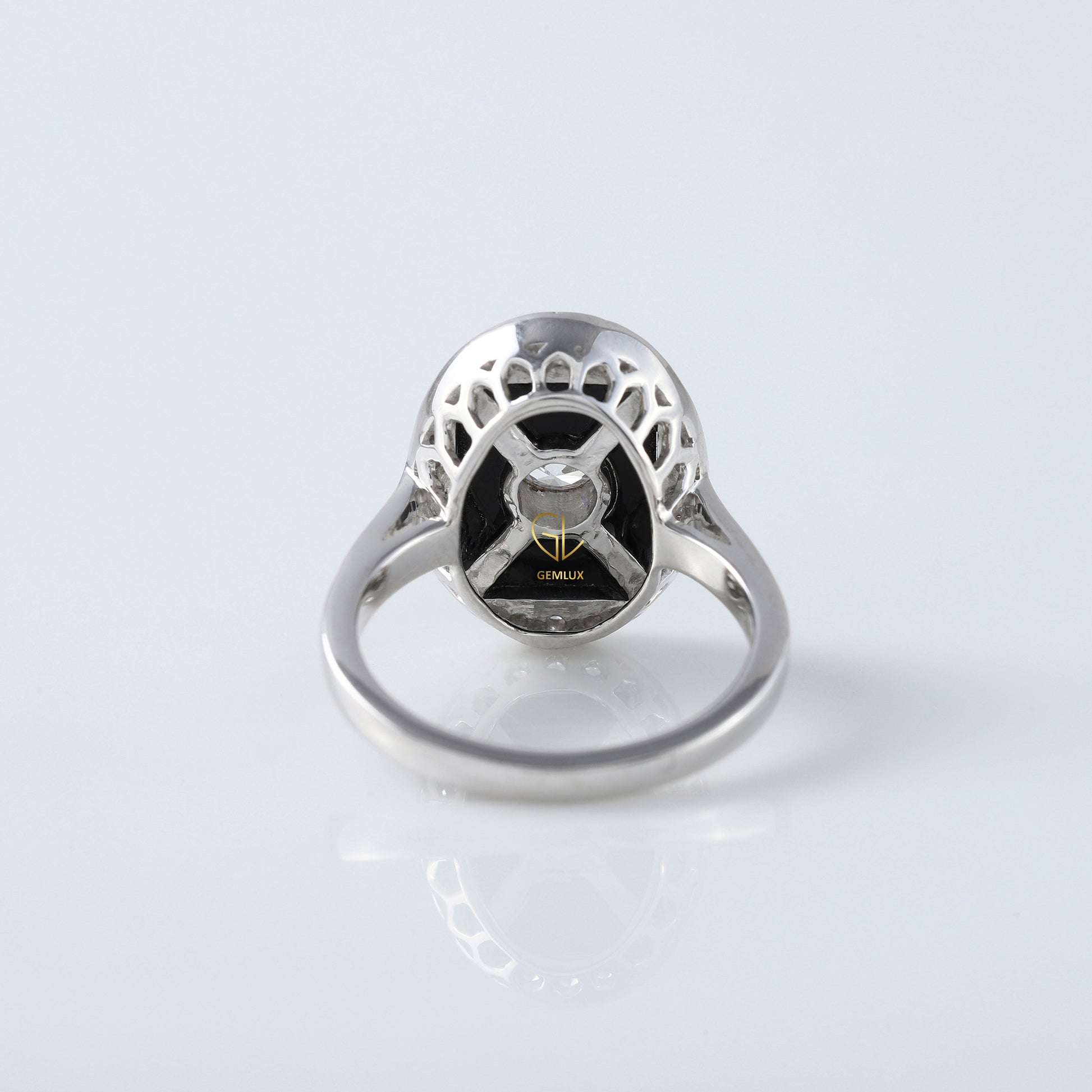 1920s Vintage Art Deco Lab Grown and Black Onyx Cocktail Ring