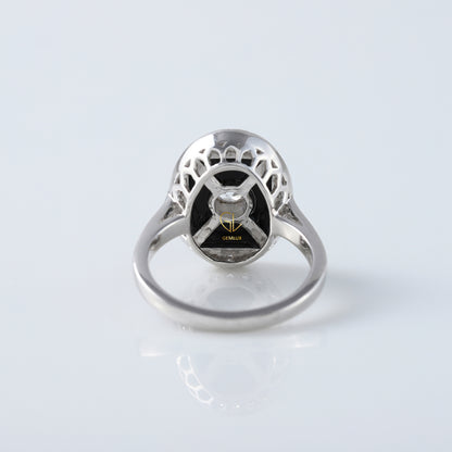 1920s Vintage Art Deco Lab Grown and Black Onyx Cocktail Ring