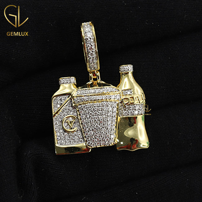 Bottles And Gold Cup Combo HipHop Pendant Necklace