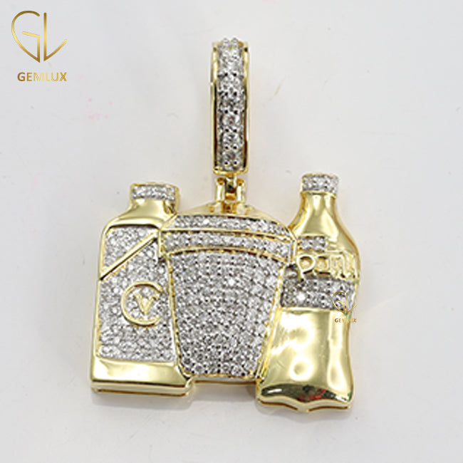 Bottles And Gold Cup Combo HipHop Pendant Necklace