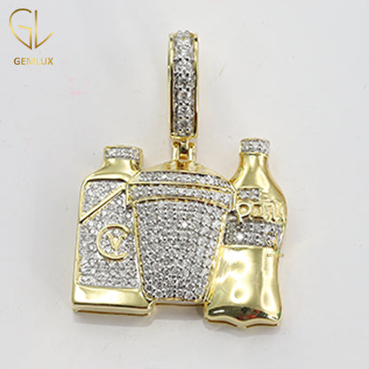 Bottles And Gold Cup Combo HipHop Pendant Necklace