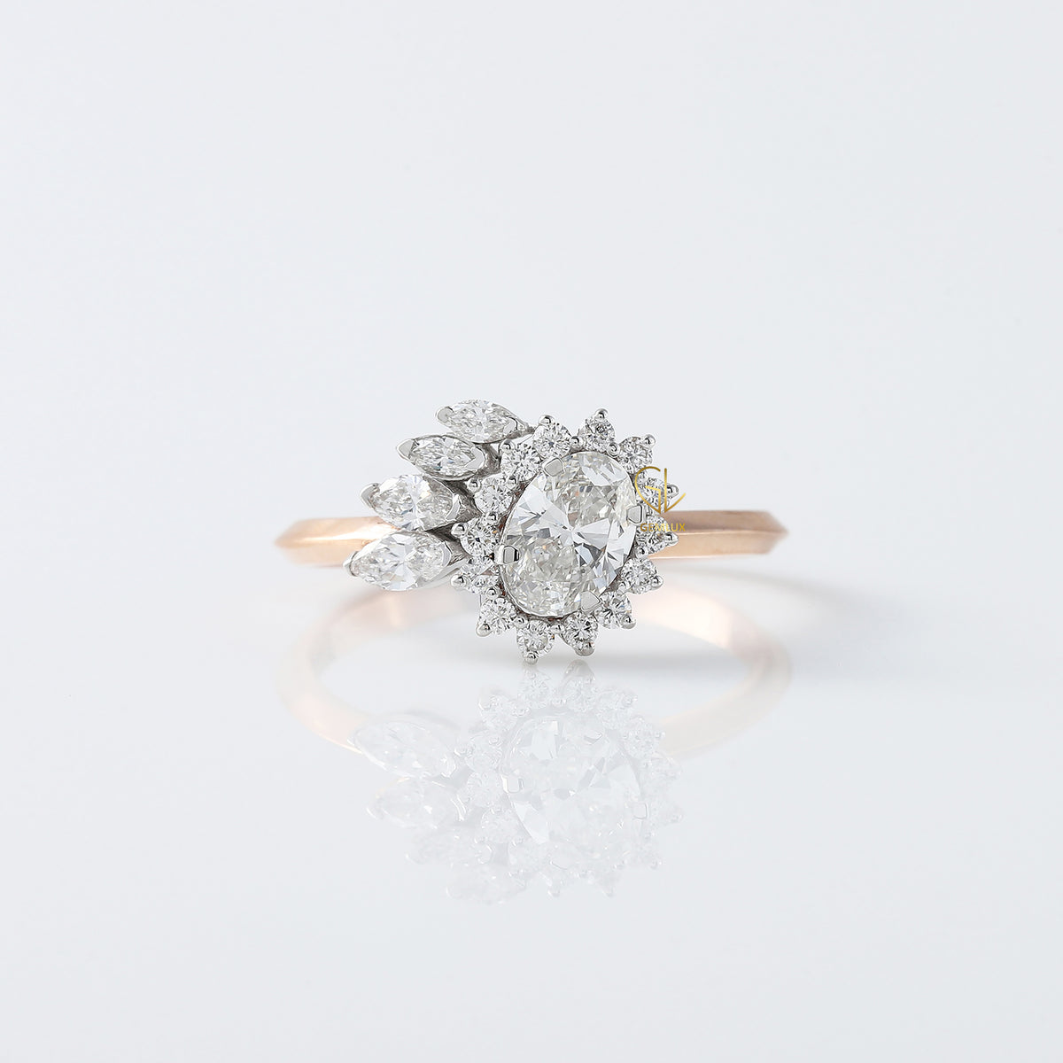 1 CT Oval Cut Lab Grown Diamond Halo Engagement Ring