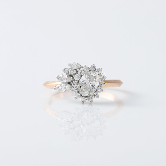 1 CT Oval Cut Lab Grown Diamond Halo Engagement Ring