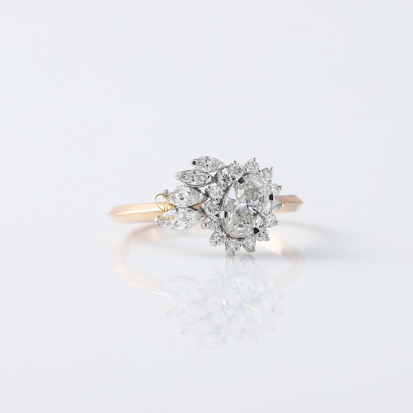 1 CT Oval Cut Lab Grown Diamond Halo Engagement Ring