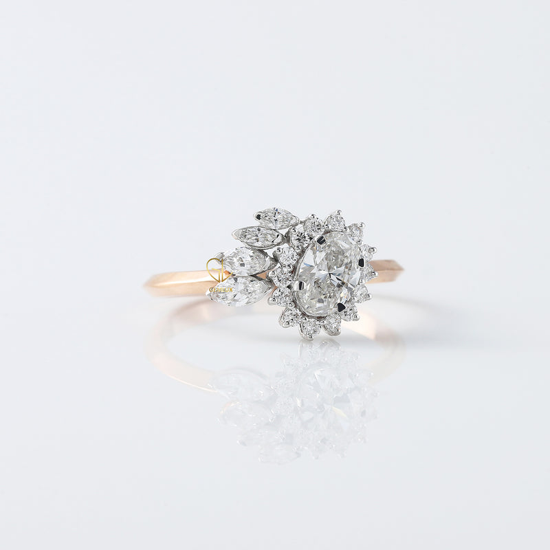 1 CT Oval Cut Lab Grown Diamond Halo Engagement Ring