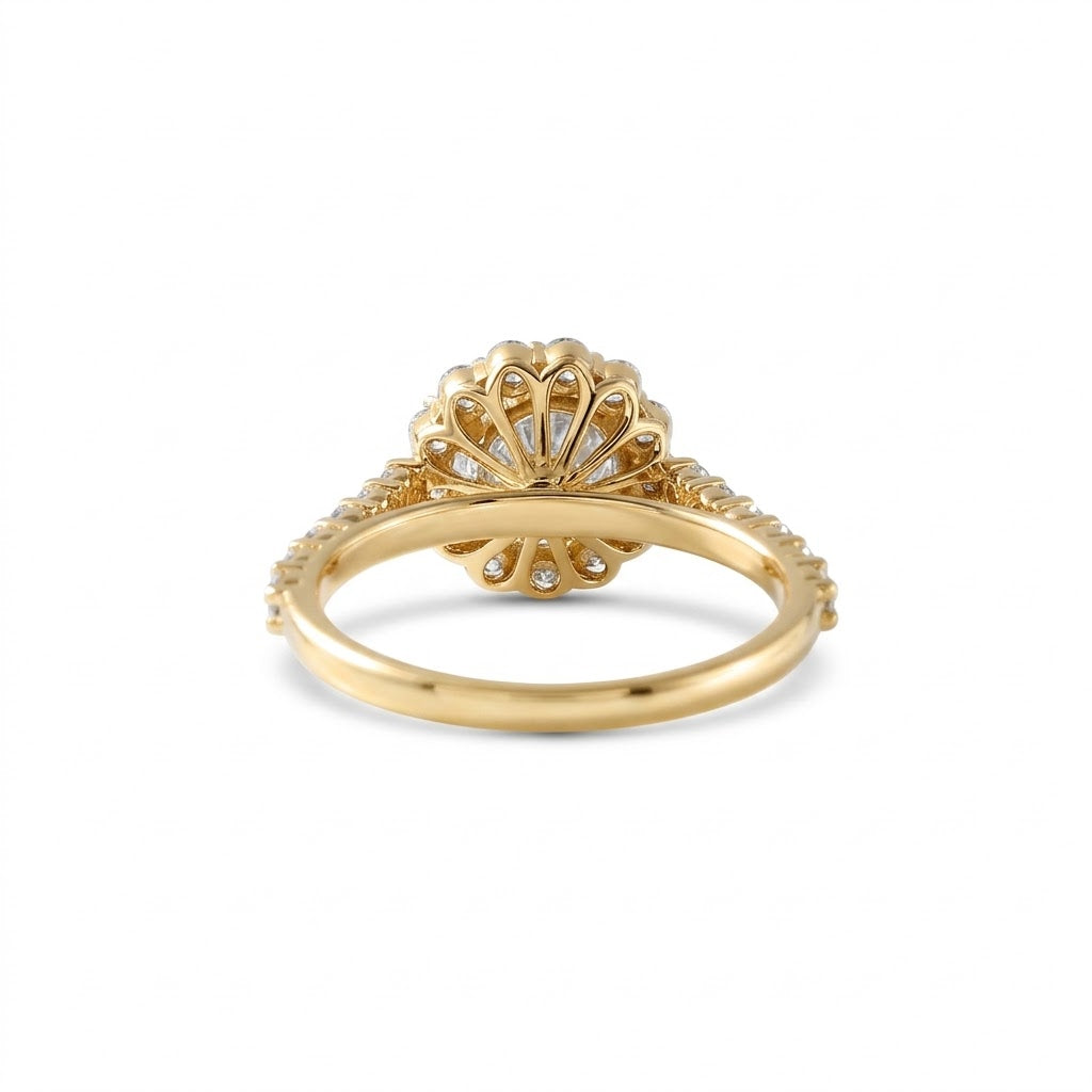 Round Cut Lab Grown Diamond Classic Halo Engagement Ring
