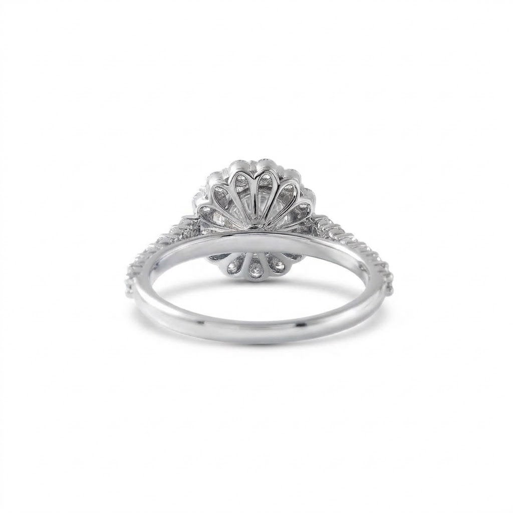 Round Cut Lab Grown Diamond Classic Halo Engagement Ring