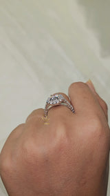 1 Carat Round Moissanite Halo Engagement Ring
