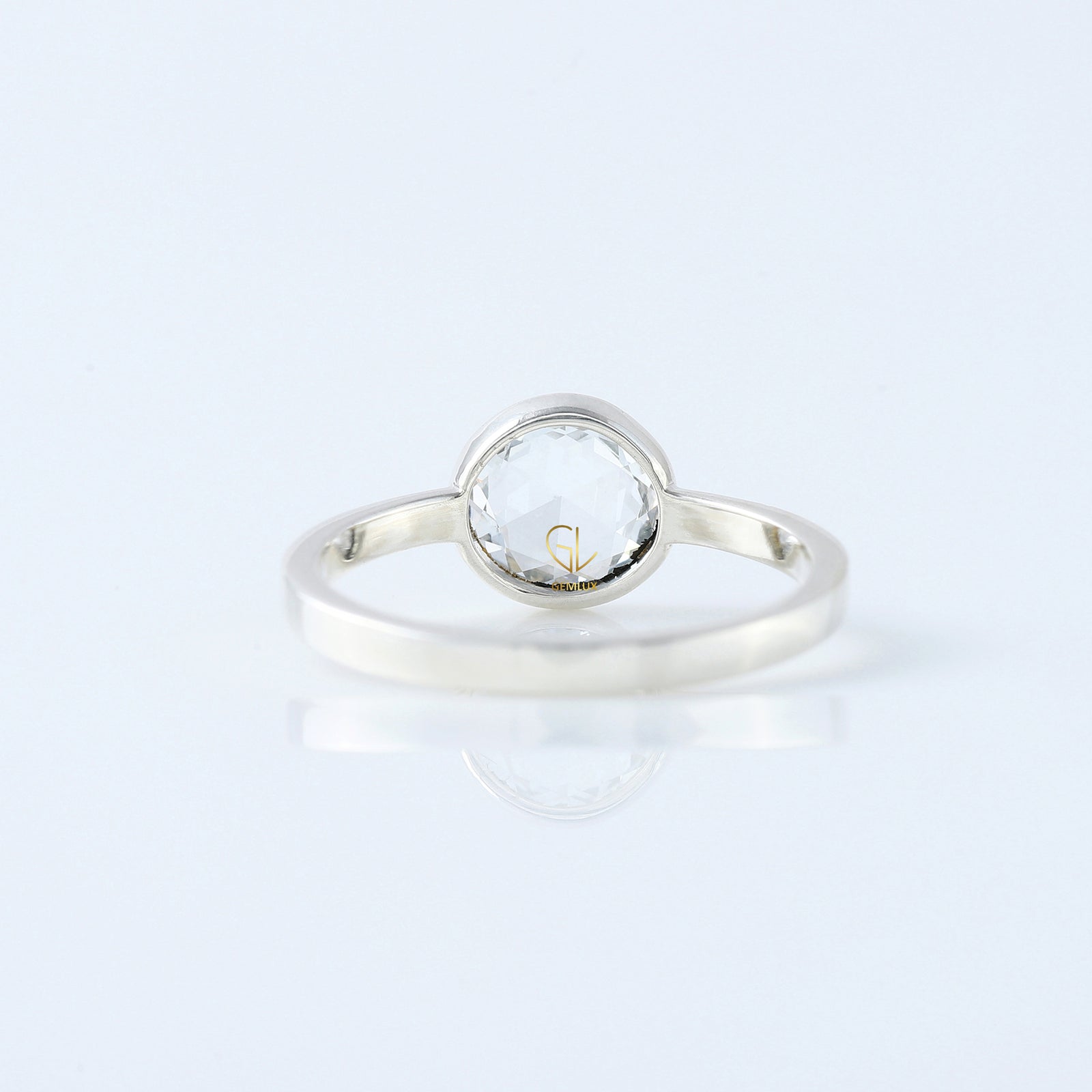 1 Ct Rose Cut Round Diamond Solitaire Ring - Bezel Set