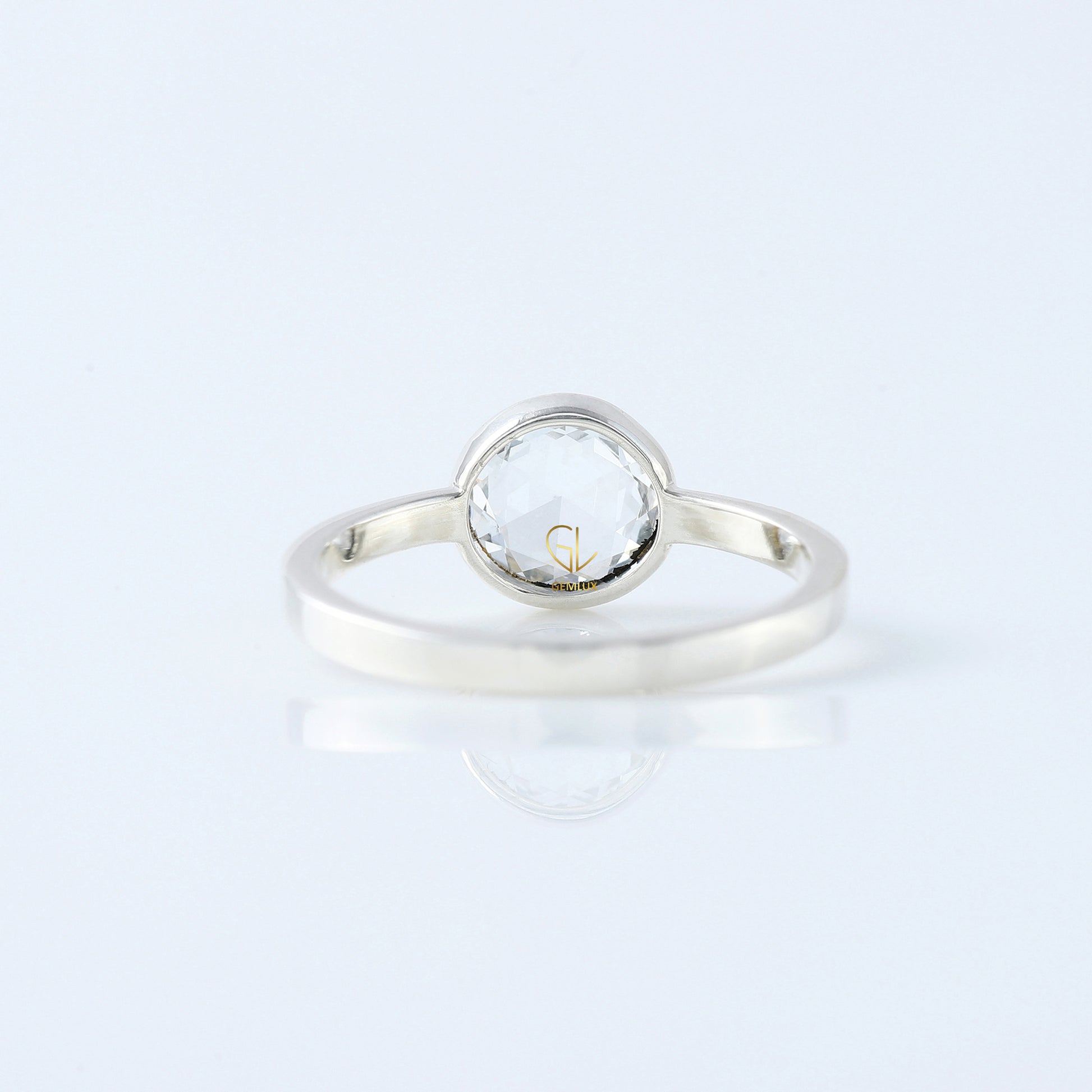 1 Ct Rose Cut Round Diamond Solitaire Ring - Bezel Set