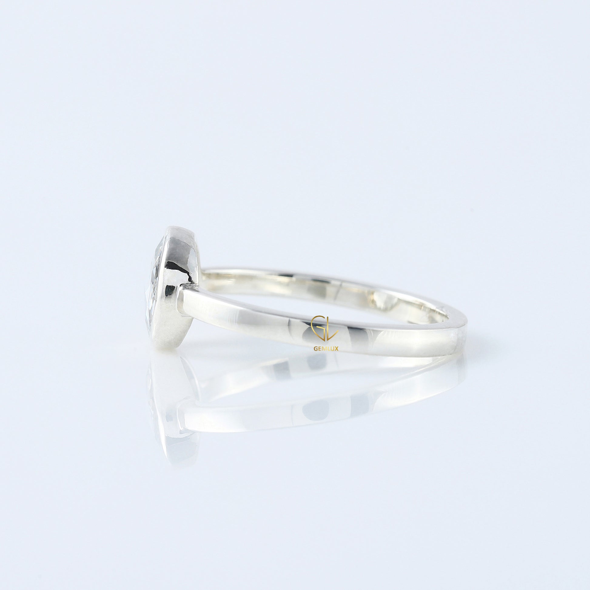 1 Ct Rose Cut Round Diamond Solitaire Ring - Bezel Set