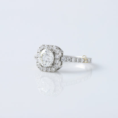 1 Ct Round Cut Lab Grown Diamond Halo Engagement Ring