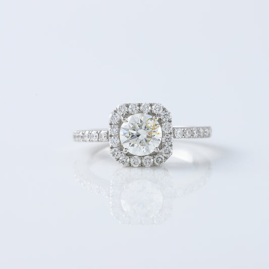 1 Ct Round Cut Lab Grown Diamond Halo Engagement Ring