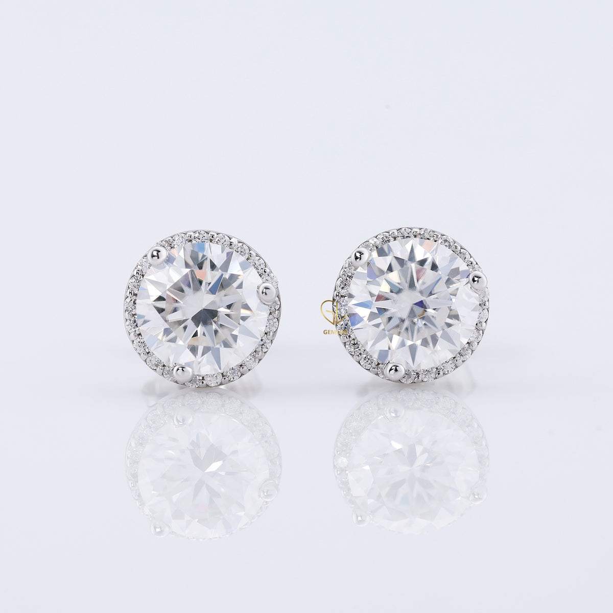 1 Ct Round Cut Lab Grown Diamond Halo Stud Earrings