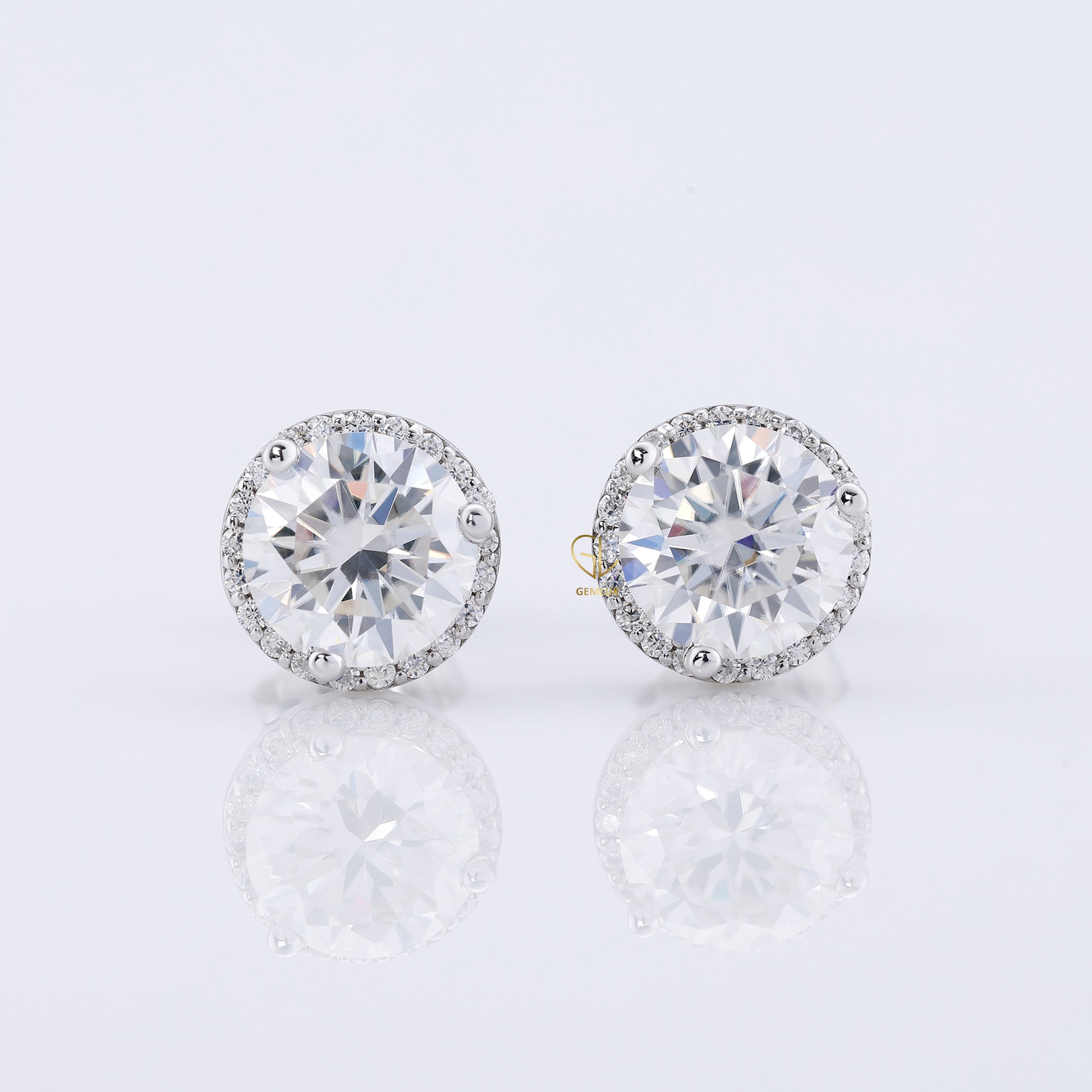 1 Ct Round Cut Lab Grown Diamond Halo Stud Earrings