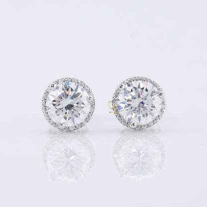1 Ct Round Cut Lab Grown Diamond Halo Stud Earrings