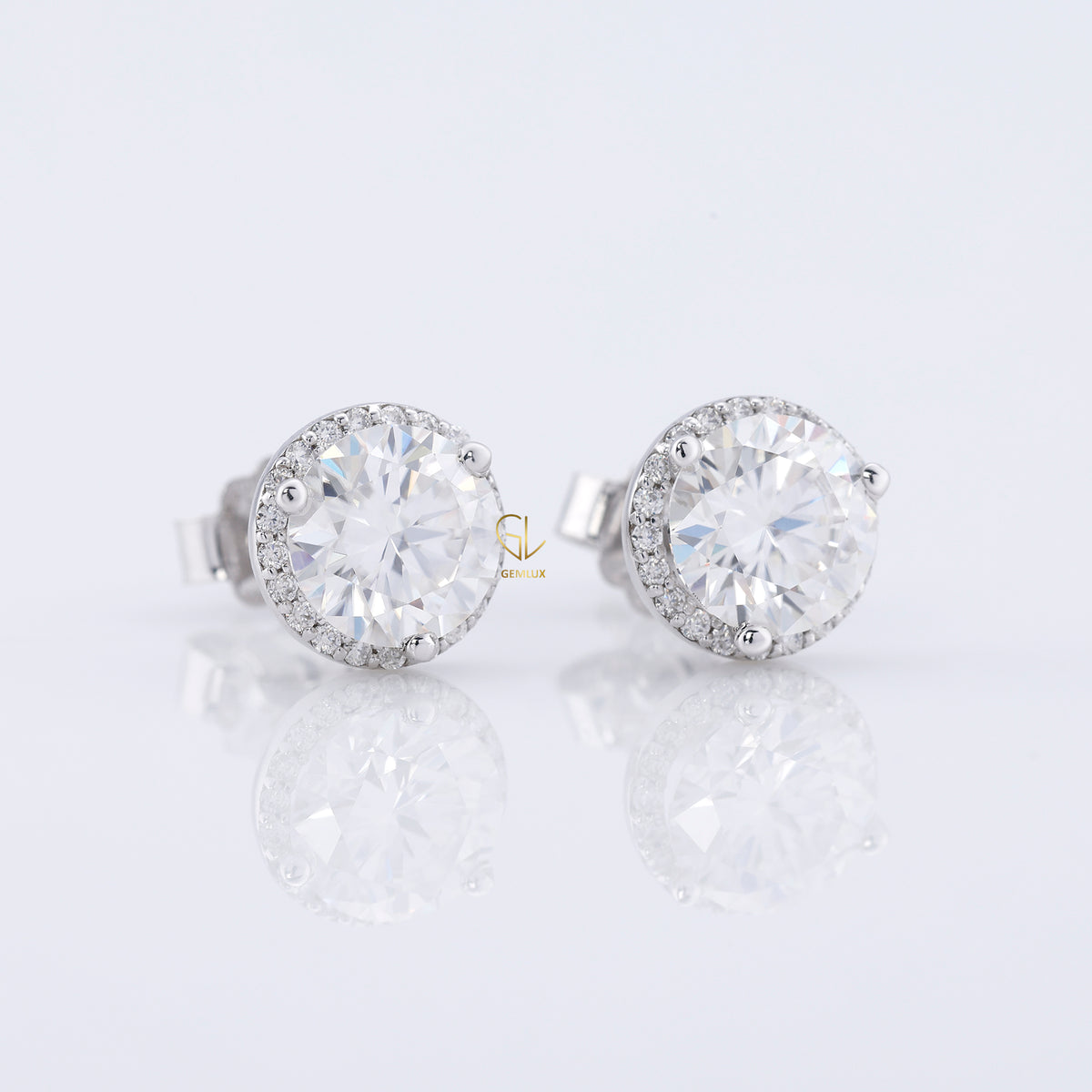 1 Ct Round Cut Lab Grown Diamond Halo Stud Earrings
