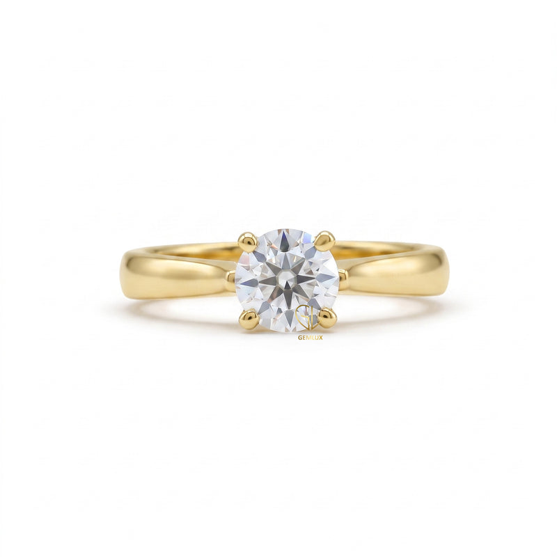 1 Carat Round Cut Lab Grown Pinch Style Soliraire Ring