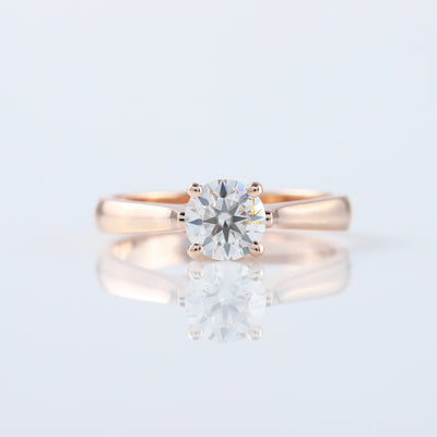 1 Carat Round Cut Lab Grown Pinch Style Soliraire Ring