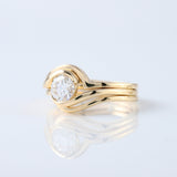 1 ct Round Cut Lab Grown Diamond Solitaire Bypass Trio Ring Set