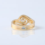 1 ct Round Cut Lab Grown Diamond Solitaire Bypass Trio Ring Set