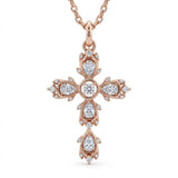 Pear and Round Lab-Grown Diamond Vintage Cross Pendant