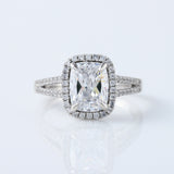 2.5 Ct Elongated Cushion Cut Moissanite Halo Split Shank White Gold Ring