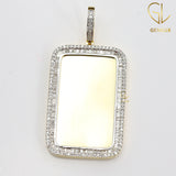 Double Row Moissanite Diamond Rectangle Memory Picture Charm Pendant