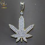 Bling Bling Moissanite Diamond Leaf Charm Pendant