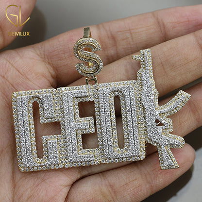 Moissanite Diamond Iced Out Custom Letter With Gun Pendant