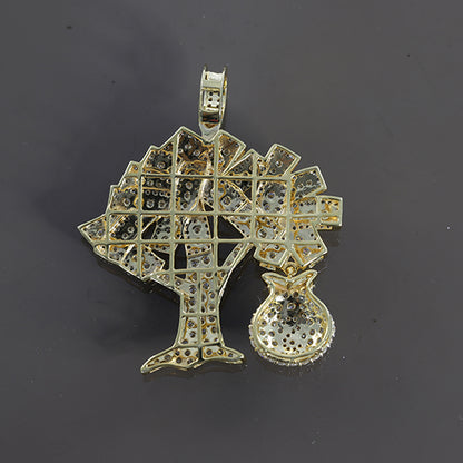 HipHop Iced Out Money Tree With Money Bag Pendant