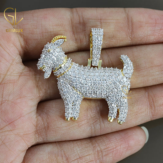 Bling Bling Moissanite Gold Finish HipHop GOAT Pendant