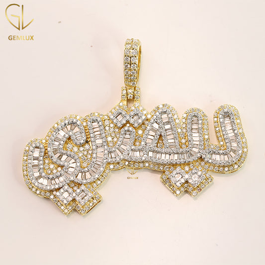 Iced Out Baguette Cut Diamond Custom Name Pendant