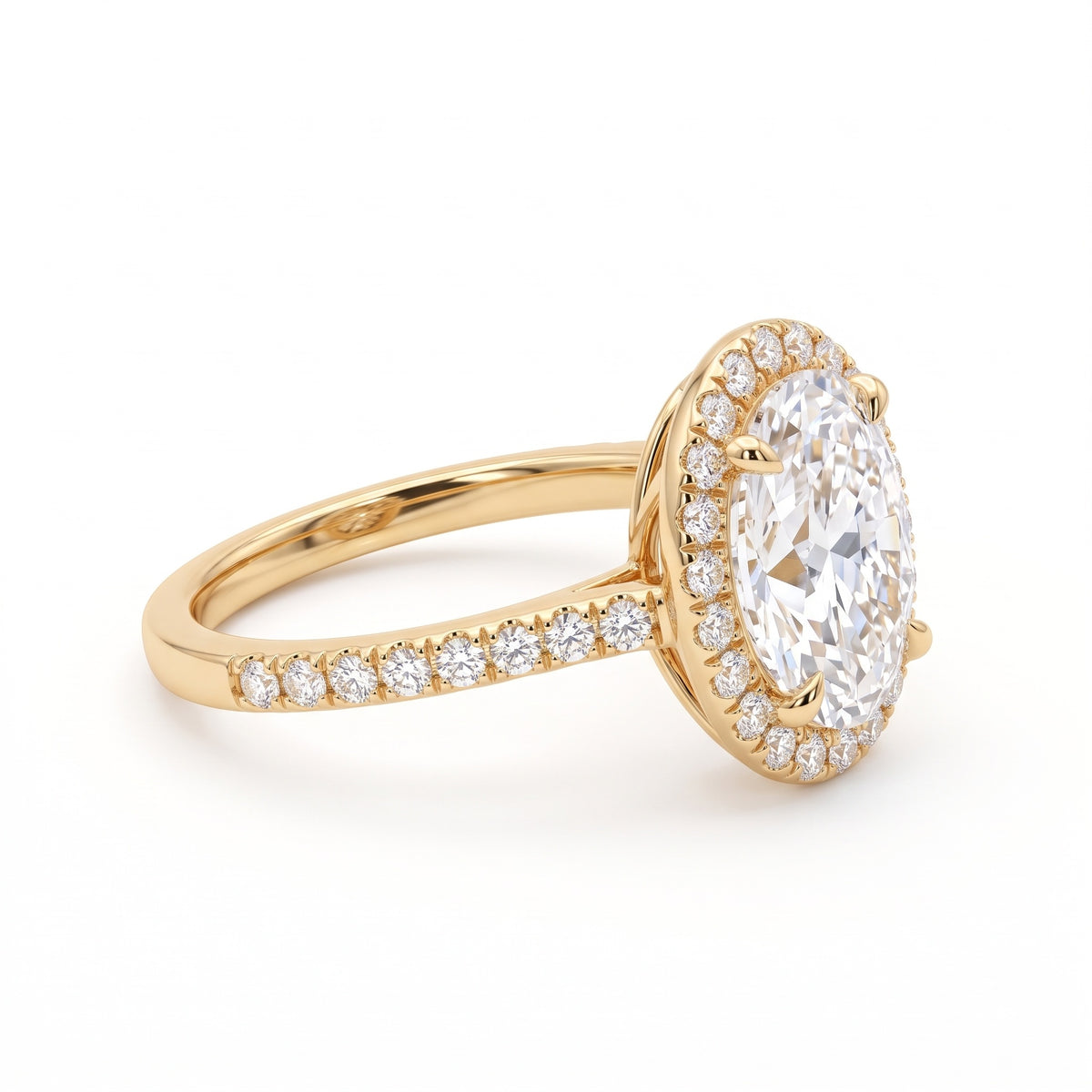 2 carat oval halo diamond engagement ring