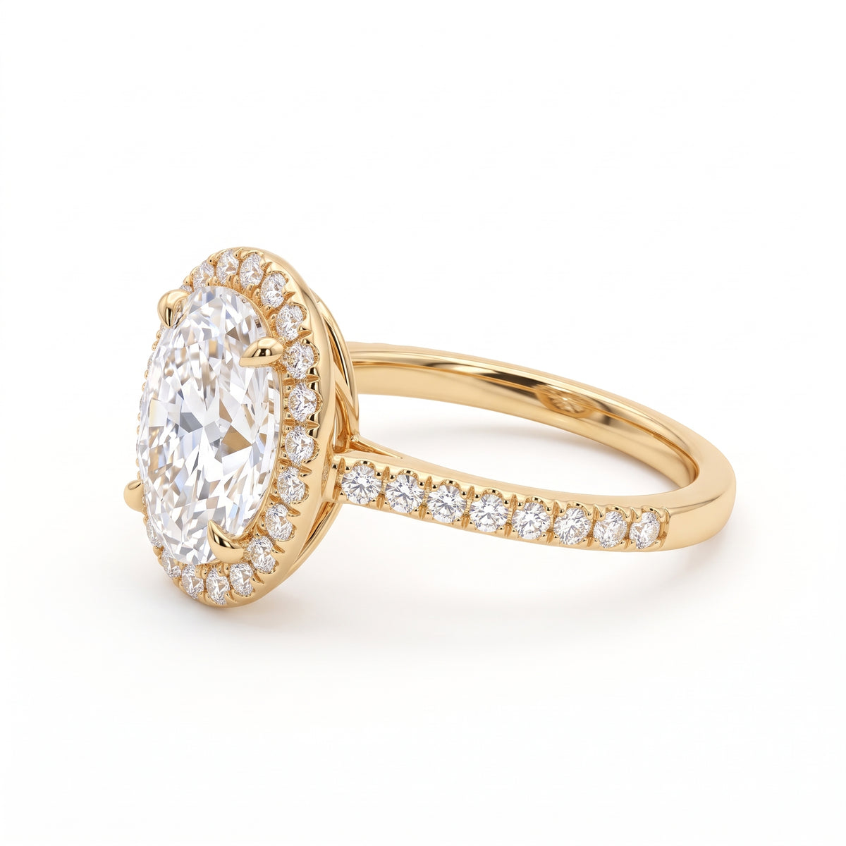 2 carat oval halo diamond engagement ring