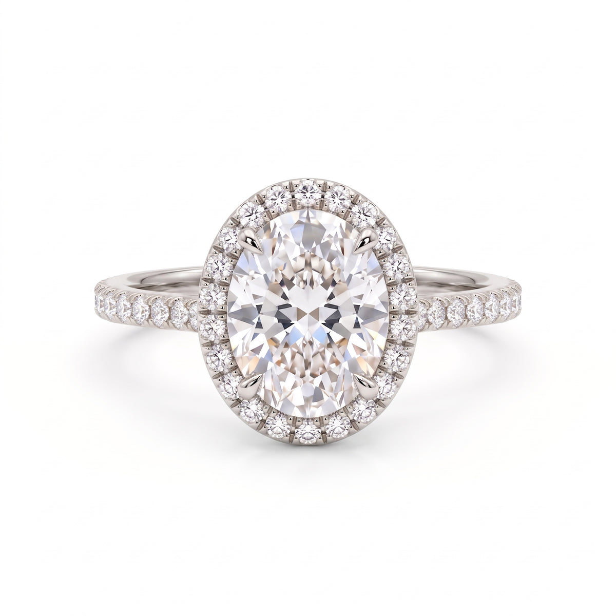 2 carat oval halo diamond engagement ring