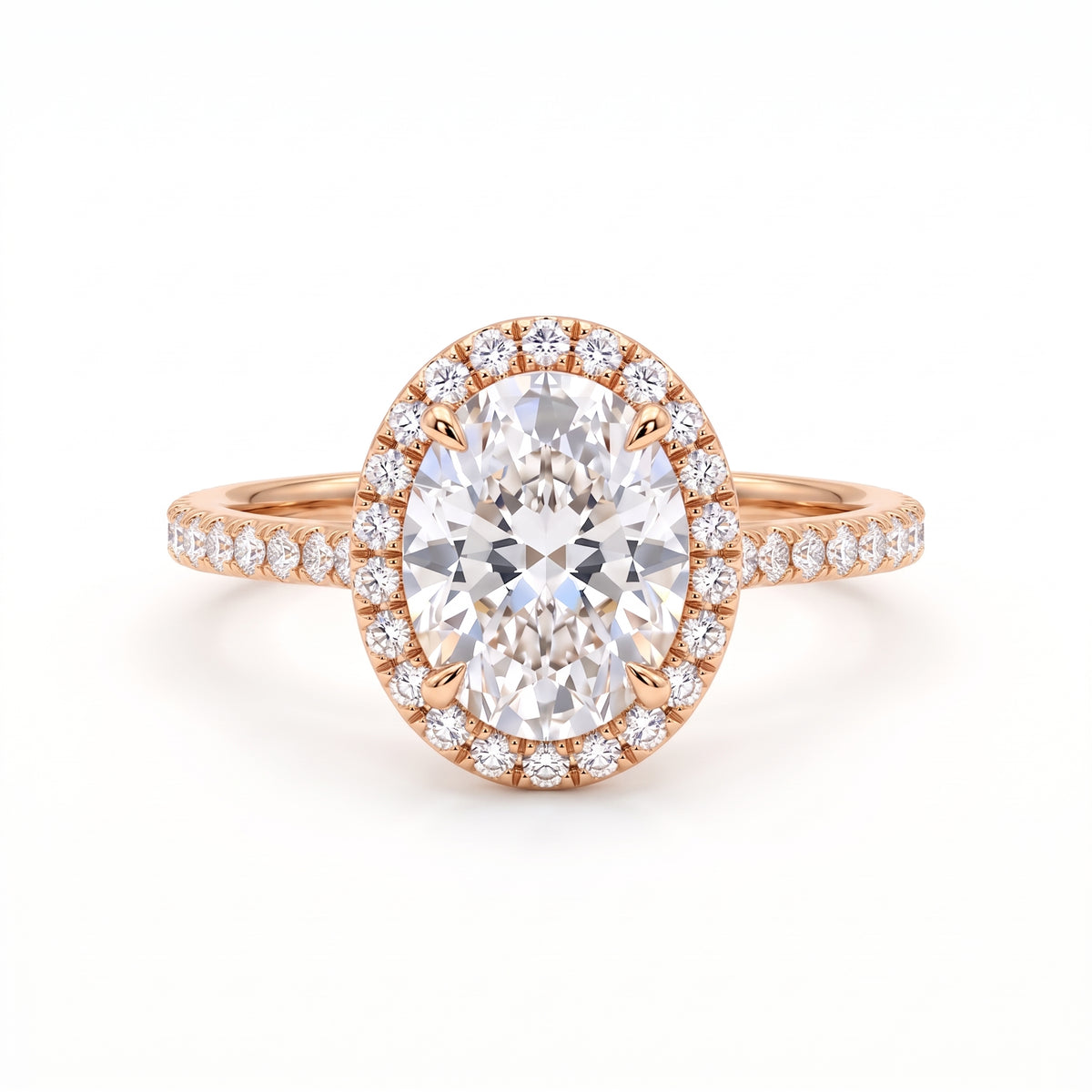 2 carat oval halo diamond engagement ring