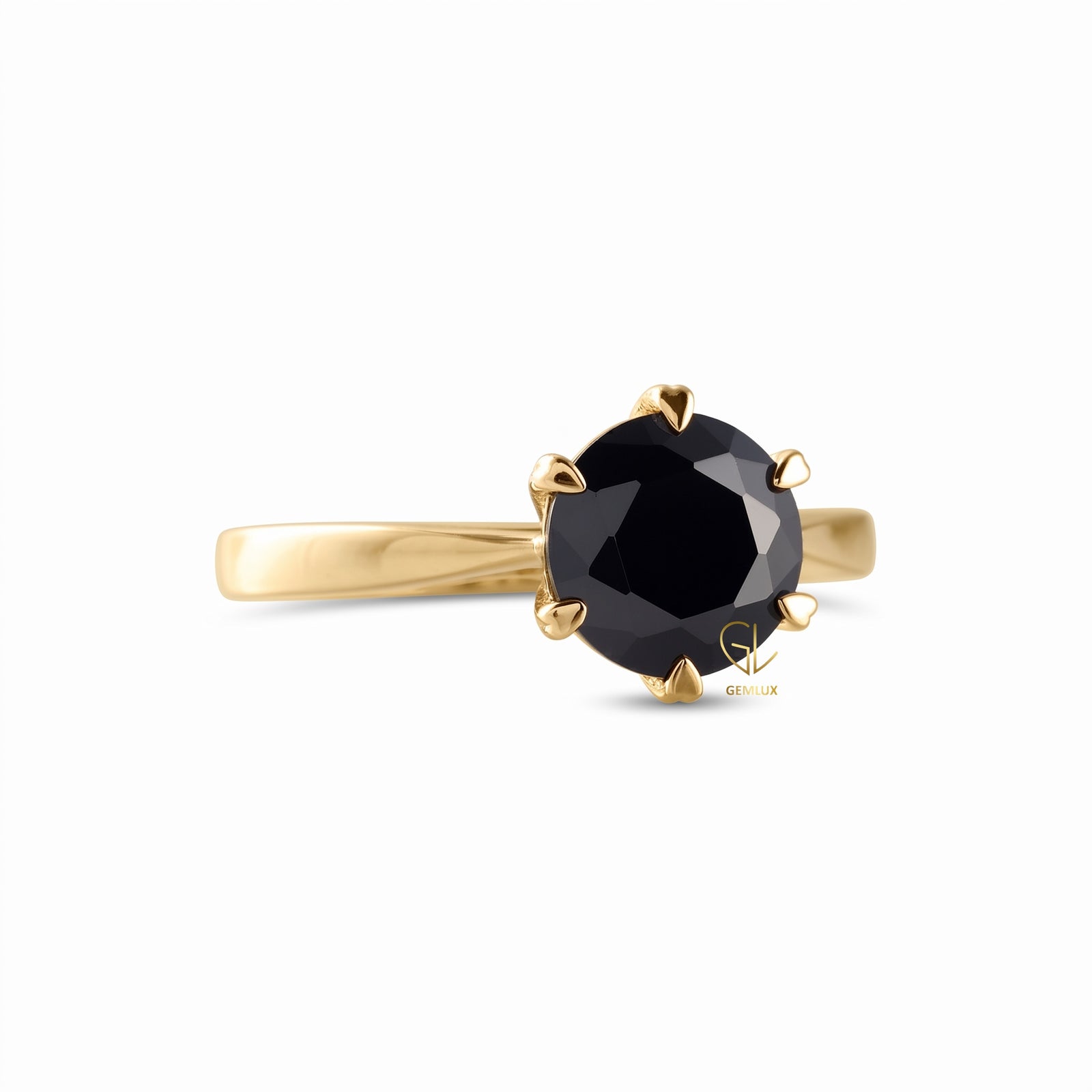 2 Carat Black Moissanite Round Solitaire Ring