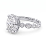 2 Ct oval cut lab grown diamond engagement ring with vintage milgrain rose gold band