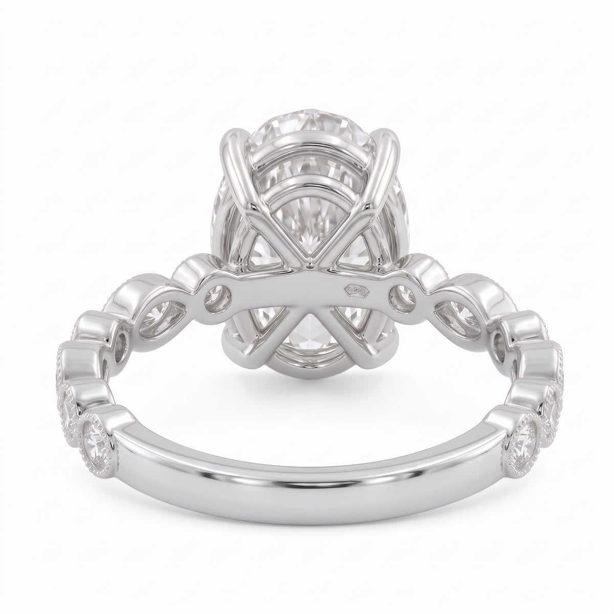 2 Ct oval cut lab grown diamond engagement ring with vintage milgrain rose gold band