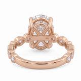 2 Ct oval cut lab grown diamond engagement ring with vintage milgrain rose gold band